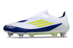 Chuteira Adidas F50 X Laceless Campo SG - Branco/Azul/Verde - comprar online
