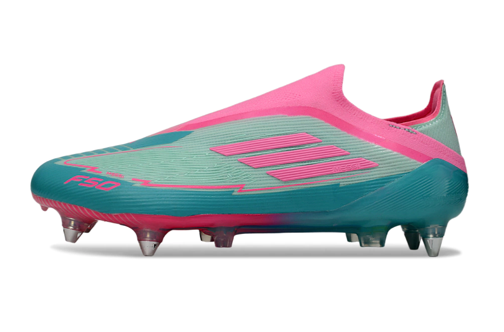 Chuteira Adidas F50 X Laceless Campo SG Rosa/Azul - Tração e Estilo