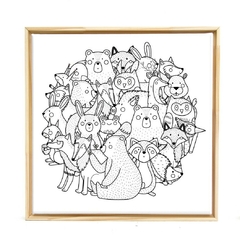 BASTIDOR IMPRESO ANIMALES 30X30 MARCO MADERA - Comuna Cabra