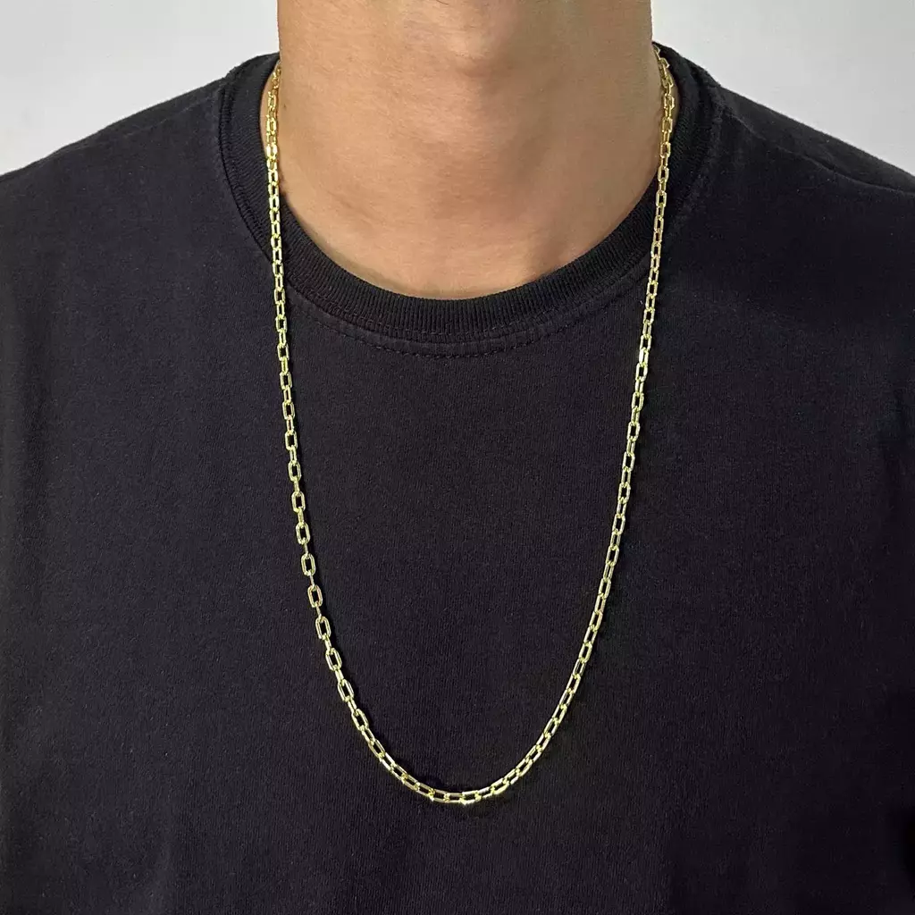 Corrente Cartier Cadeado 4mm (Fecho Canhão) (Banho Ouro 18k)