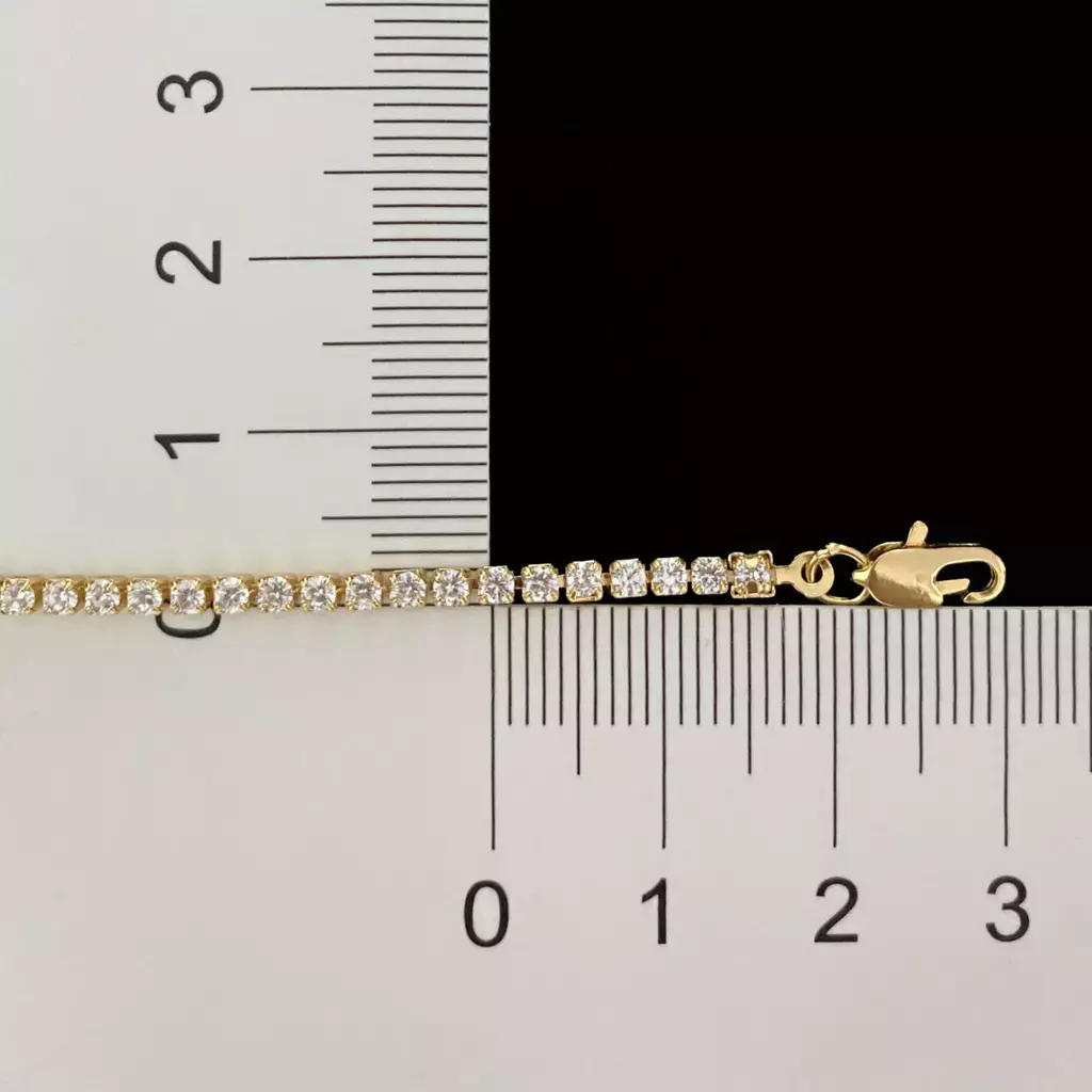 Colar Riviera Zircônia Branca 1,8mm (Fecho Garra) (Banho Ouro 18K)