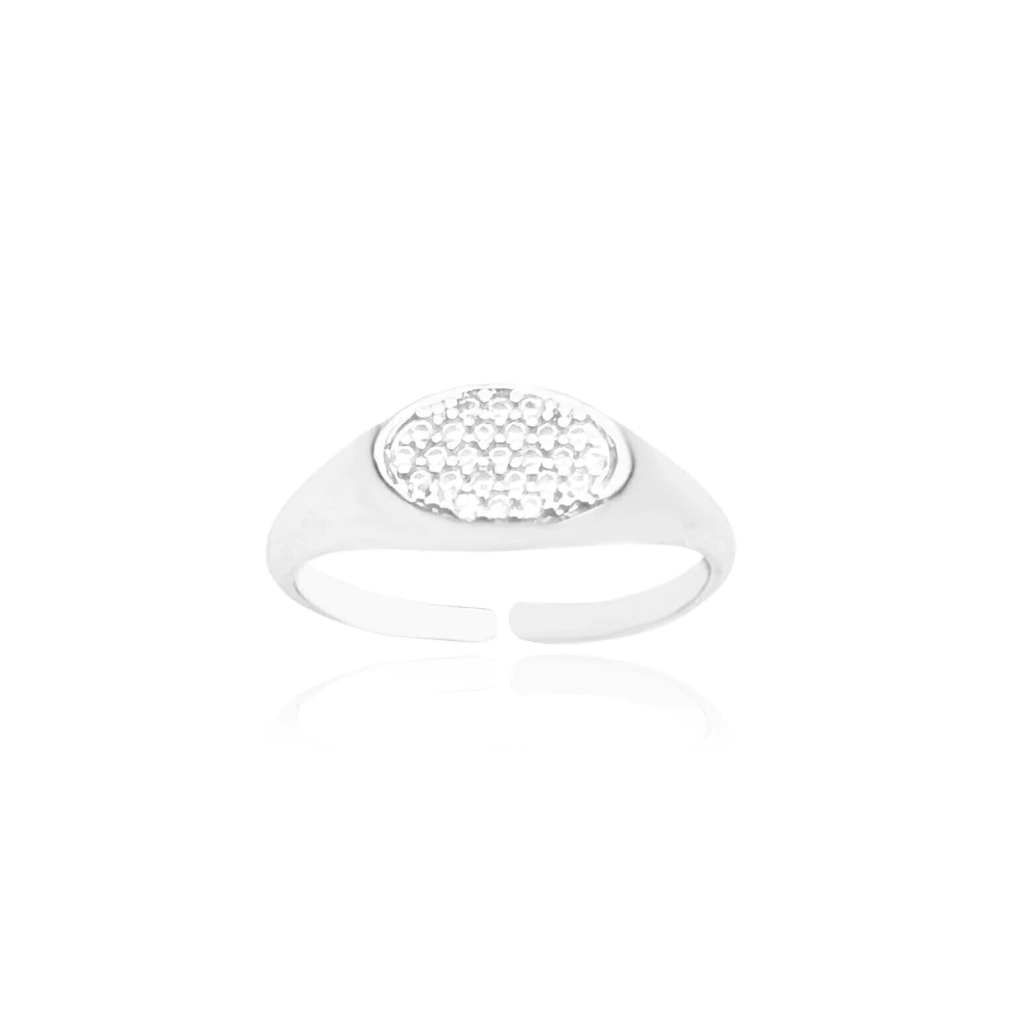 Anel 25 Pedras Cravejadas em Zircônia (Ajustável) (Banho Prata 925)