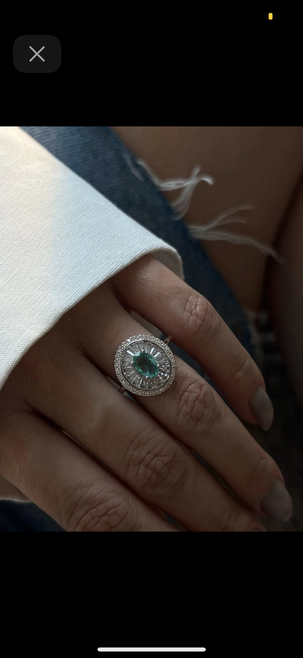 Anel Oval com Zircônia Cristal e Turmalina em Banho de Rodio Branco