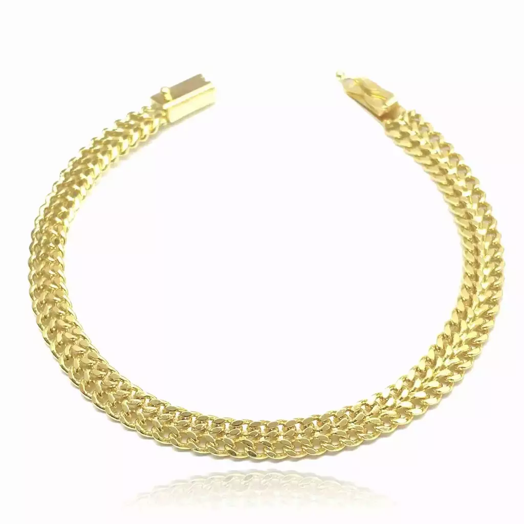 Pulseira Grumet Soldada 7mm (Fecho Gaveta) (12,9g) (Banho Ouro 18k)