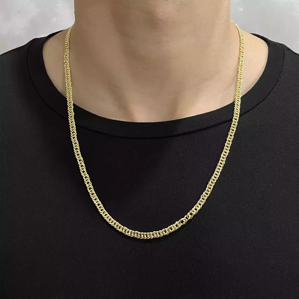 Corrente Grumet Dupla 4,3mm (Fecho Gaveta) (Banho Ouro 18k)
