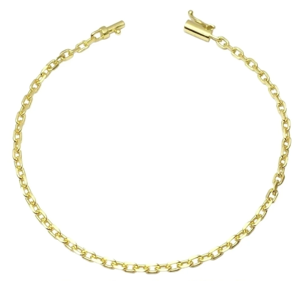 Pulseira Cartier Cadeado 3mm (4,5g) (Fecho Canhão) (Banho Ouro 18K)