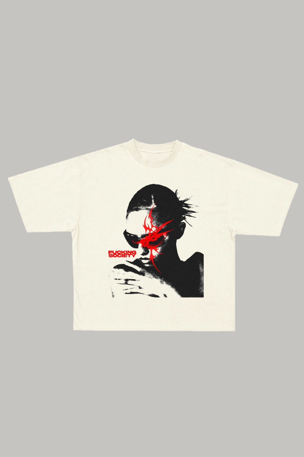 "Society" Oversize Tee - Cream Beige thumbnail 3
