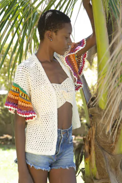 Kimono Mari Branco - Nós do Crochê - Transformando vidas através da capacitação artesanal