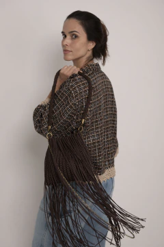 Kimoninho Brilhos Preto - Nós do Crochê - Transformando vidas através da capacitação artesanal