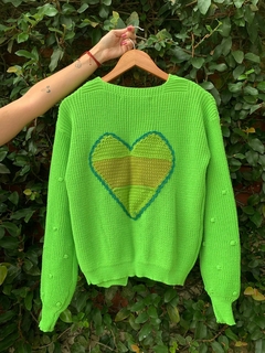 Casaco Tricot Coração Verde - comprar online