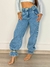 CALÇA JEANS WIDE LEG ASSIMETRICA MARMORIZADA - comprar online
