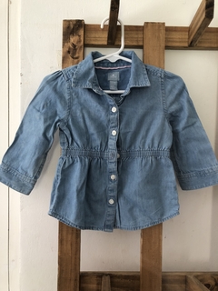 12/18M | Camisa denim ML con frunce. GAP. 12/18 meses. - comprar online