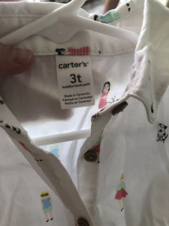 Vestido blanco MC con dibujos y cuello. CARTERS. 3 años. - comprar online