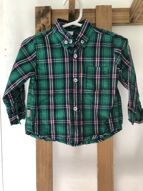 9M | Camisa ML a cuadros verde. CRECIENDO. 9 meses.