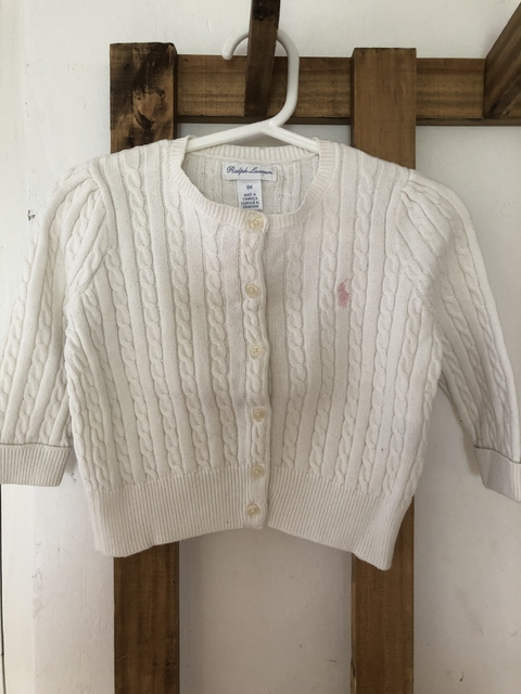 9M | Sweater blanco con botones. POLO. 9 meses.