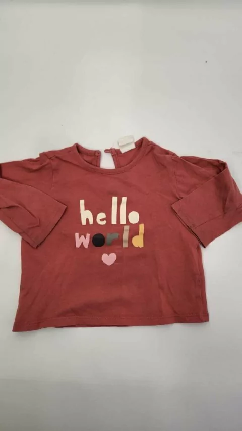 6M | LUPE - Remera rosa 'hello world' - 6 meses.