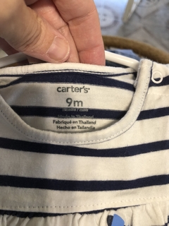9M | Remera a rayas azul y blanco con flores. CARTERS. 9 meses. - comprar online