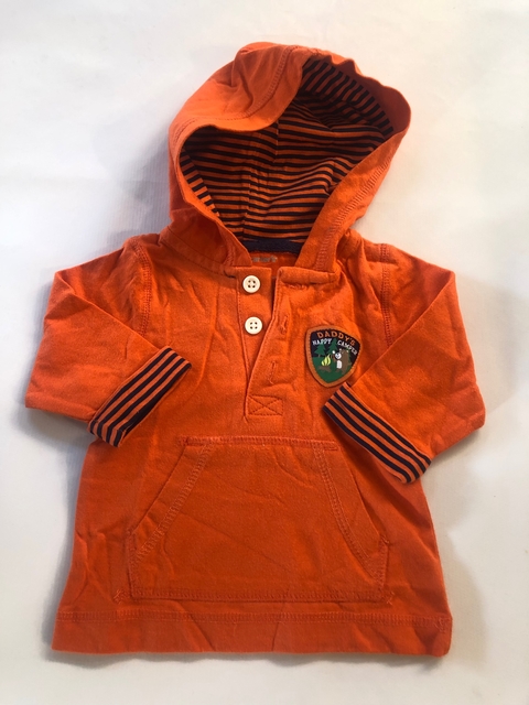 RN | Buzo naranja capucha. CARTERS. Recien Nacido.