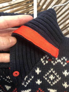 3A | Sweater azul con cuello y guardas. OSHKOSH. 3 años. en internet