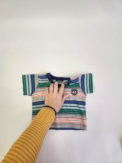 9M | Remera Mimo rayada con cuello azul - 9 meses - comprar online