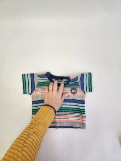 9M | Remera Mimo rayada con cuello azul - 9 meses - comprar online