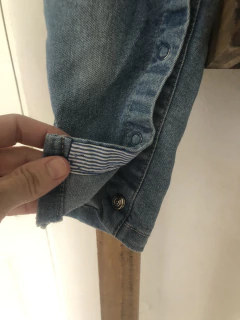 OUTLET- Jardinero de jean. MIMO. 12 meses. le falta el ultimo botón. en internet