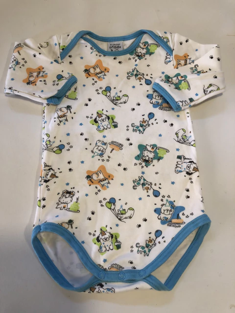 Outlet- Body ML blanco y celeste con gatitos. GRISINO. 9 meses.