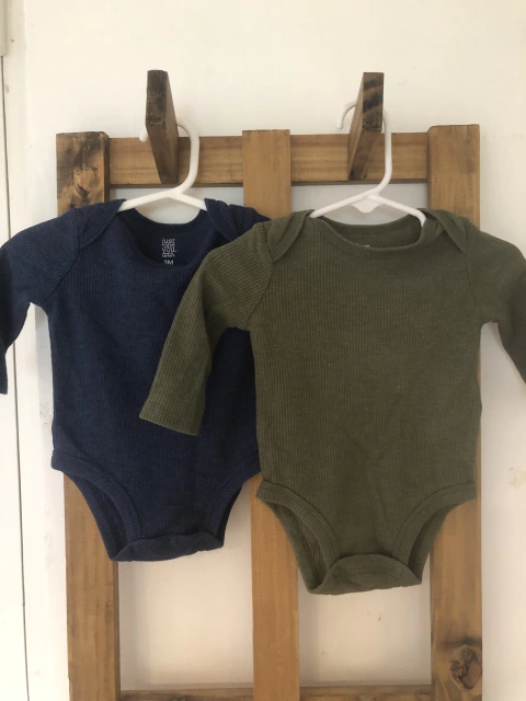 Set- Doa bodys ML verde y azul. CARTERS. 3 meses.