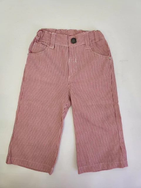 9M | Pantalon rayado rojo y blanco - 9 meses