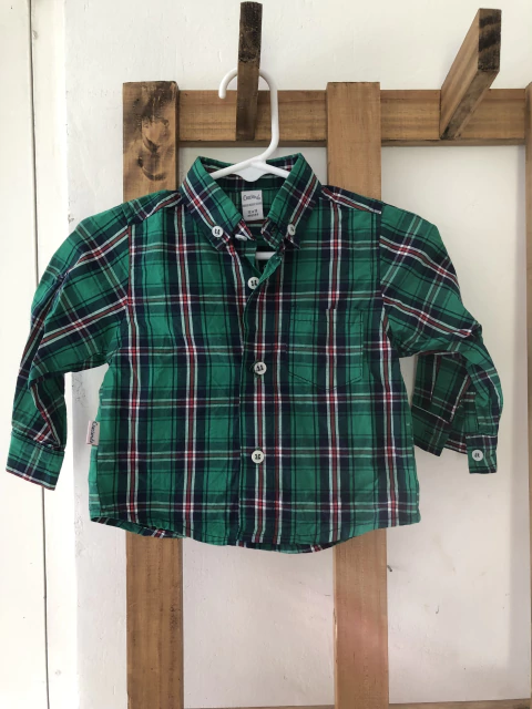 12M | Camisa ML a cuadros verde. CRECIENDO. 12 meses.
