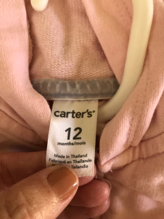 Buzo rosa de algodón con capucha y cierre. CARTERS. 12 meses. - comprar online
