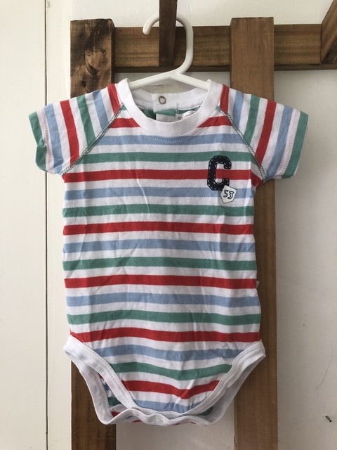 6M | Body MC a rayas rojo y celeste. CHEEKY. Talle M. 6 meses.