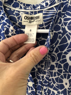 Blusa azul con volado en mangas. OSHKOSH. 6 años. - comprar online