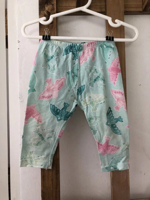 Outlet 3M | Pantalón de algodón verde agua con flores. MIMO. 3 meses.