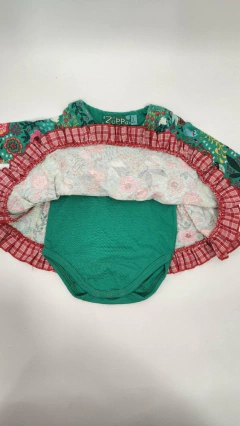 3M | Vestido con body verde con flores - 3 meses en internet