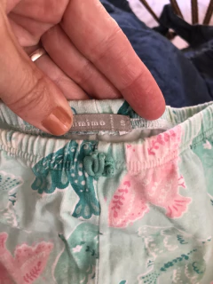 Outlet 3M | Pantalón de algodón verde agua con flores. MIMO. 3 meses. - comprar online