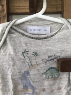 SET 3M | Body MC gris con dinos + pantalon ranita. ANAVANA. 3 meses. - comprar online