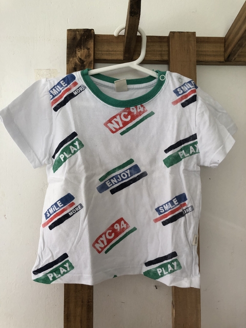 1A | Remera MC blanca y verde. CHEEKY. 1 año.