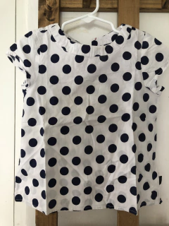 Blusa blanca con lunares azules. AKIABARA. 4 años. - comprar online