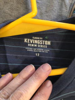 12A | Remera azul con rayas ML. Kevingston. 12 años. - comprar online