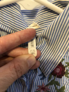 Camisa ML a rayas celeste con flores bordadas. Young Dimension. 4/5 años. en internet