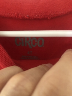 Remera ML roja con estampa corbatata y dibujo. CIRCO. 4 años. - comprar online