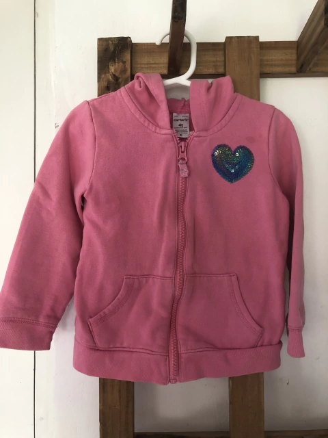 4A | Outlet- Buzo rosa con capucha y cierre. CARTERS. 4 años.