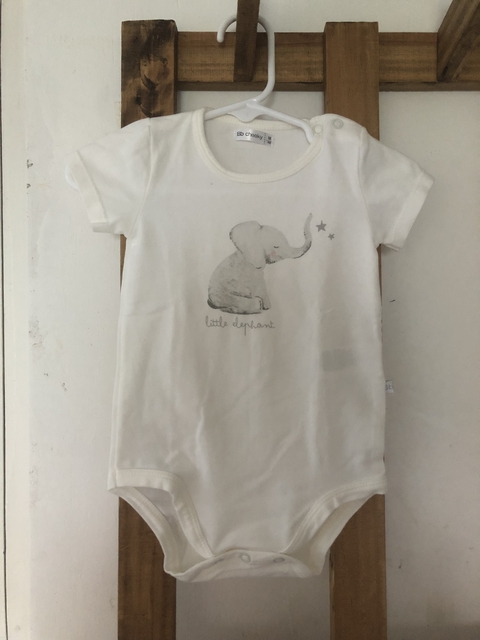 6M | Body blanco MC con elefante. CHEEKY. 6 meses.