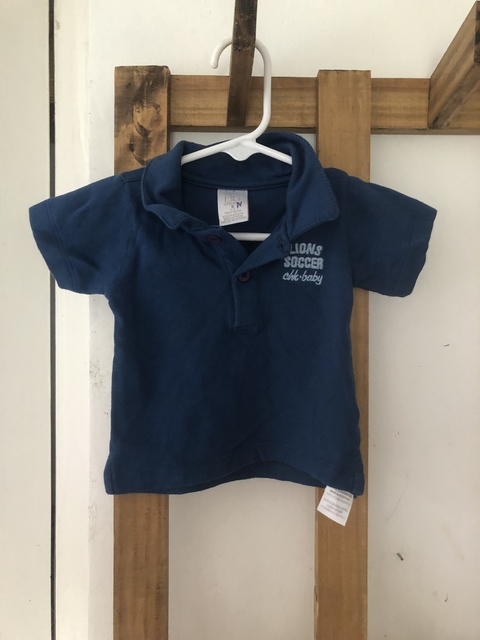 3M | Remera azul con cuello. CHEEKY. 3 meses.