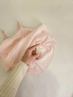 3M | Vestido Benetton rayado rosa - 3 Meses en internet