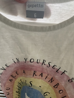 6A | Outlet- Remera blanca ML con arcoiris. GEPETTO. 6 años. - comprar online