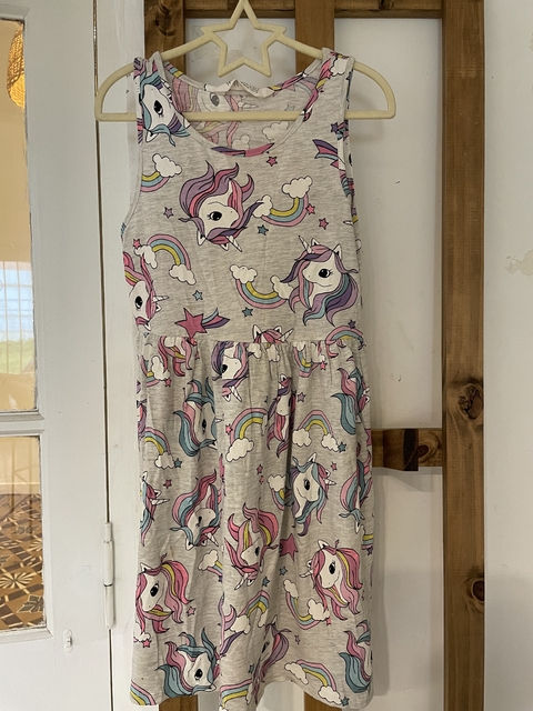 Vestido algodón unircornios. HYM. 8/10 años.