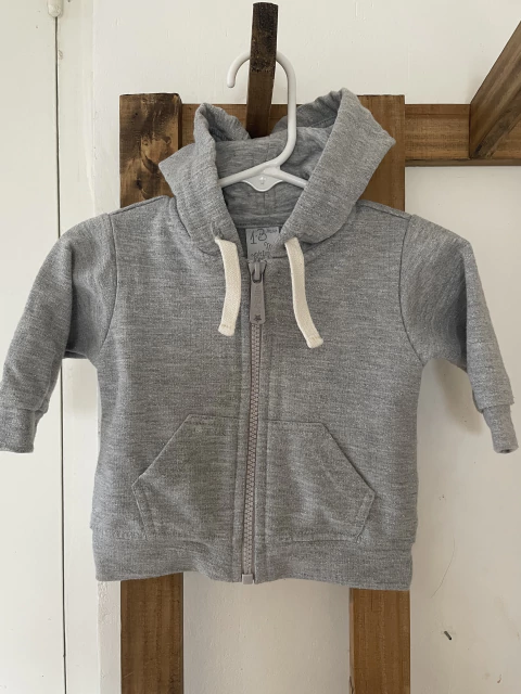 1/3M | | Buzo con capucha y cierre. Con brillitos. GRISINO. 1 a 3 meses.