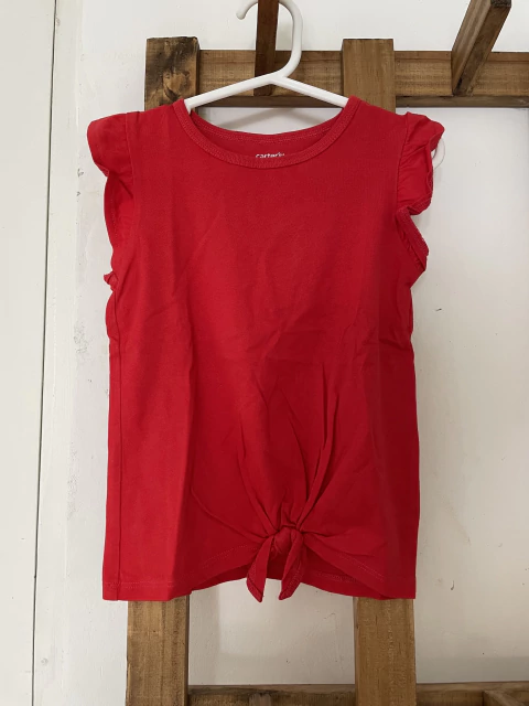 4A | Remera roja con volados en manga y lacito para atar. CARTERS. 4 años.